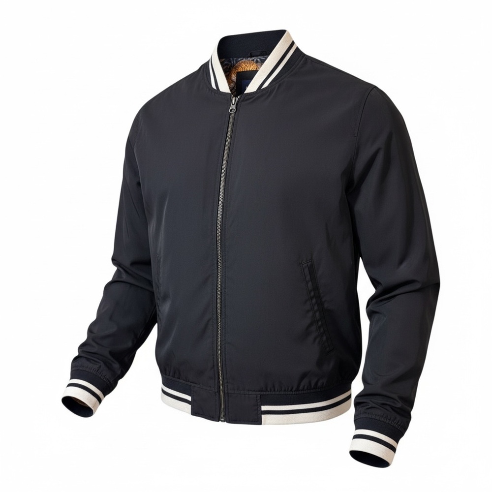 Men’s American Eagle Bomber Jacket M‎ Medium Black White Varsity 2016 Jock